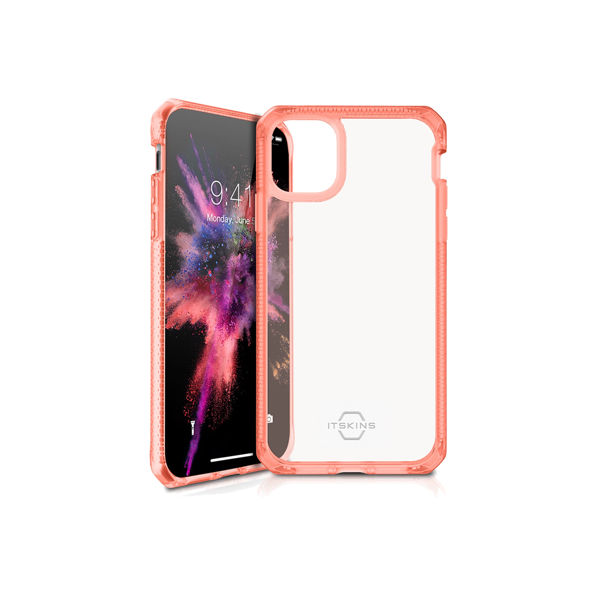 Itskins - Hybrid Frost Mkii Case For Apple Iphone 11 - Coral And Transparent