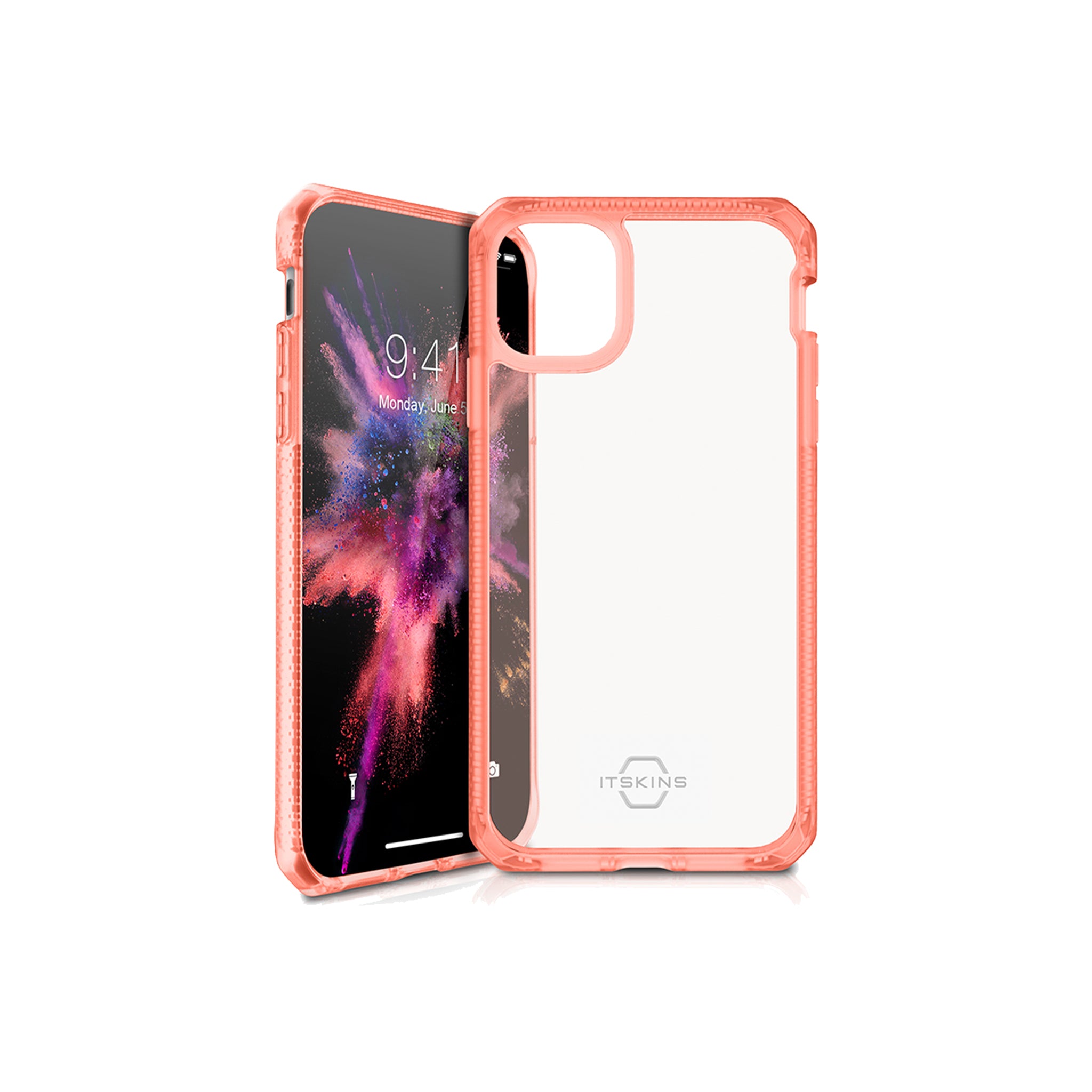 Itskins - Hybrid Frost Mkii Case For Apple Iphone 11 Pro Max - Coral And Transparent