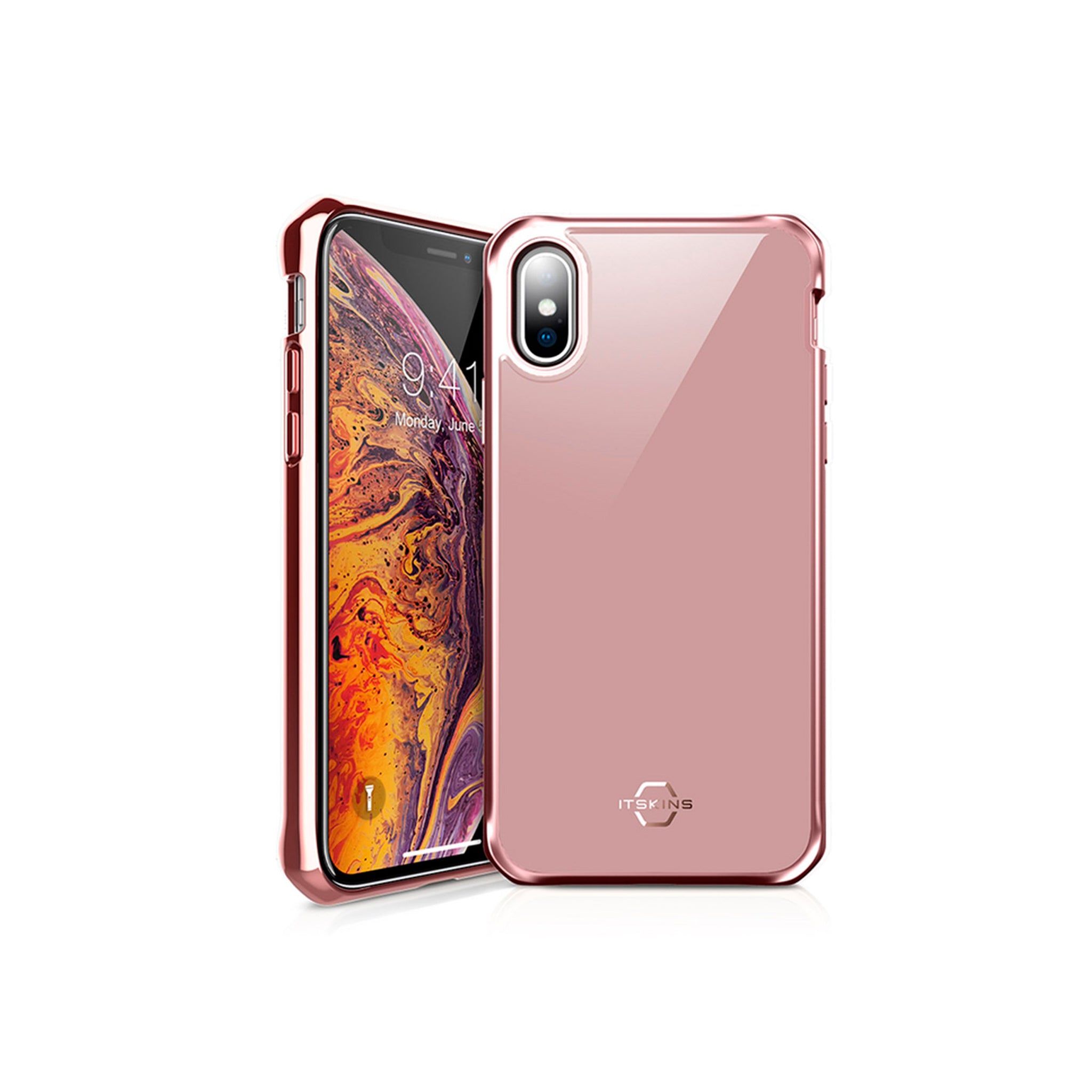 Itskins - Hybrid Glass Iridium Case For Apple Xs Max - Rose Pink