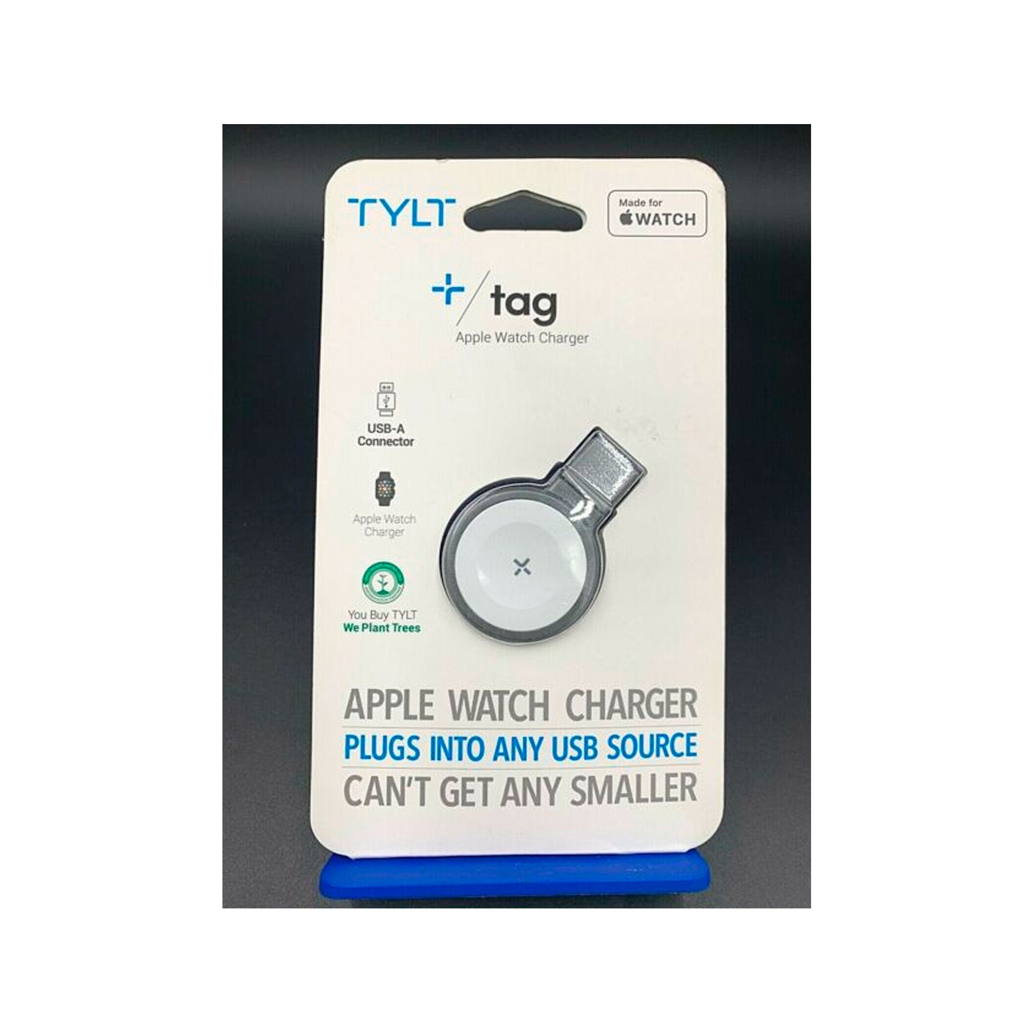 Tylt - Tag Type A Wireless Charging Puck For Apple Watch - Gray And White