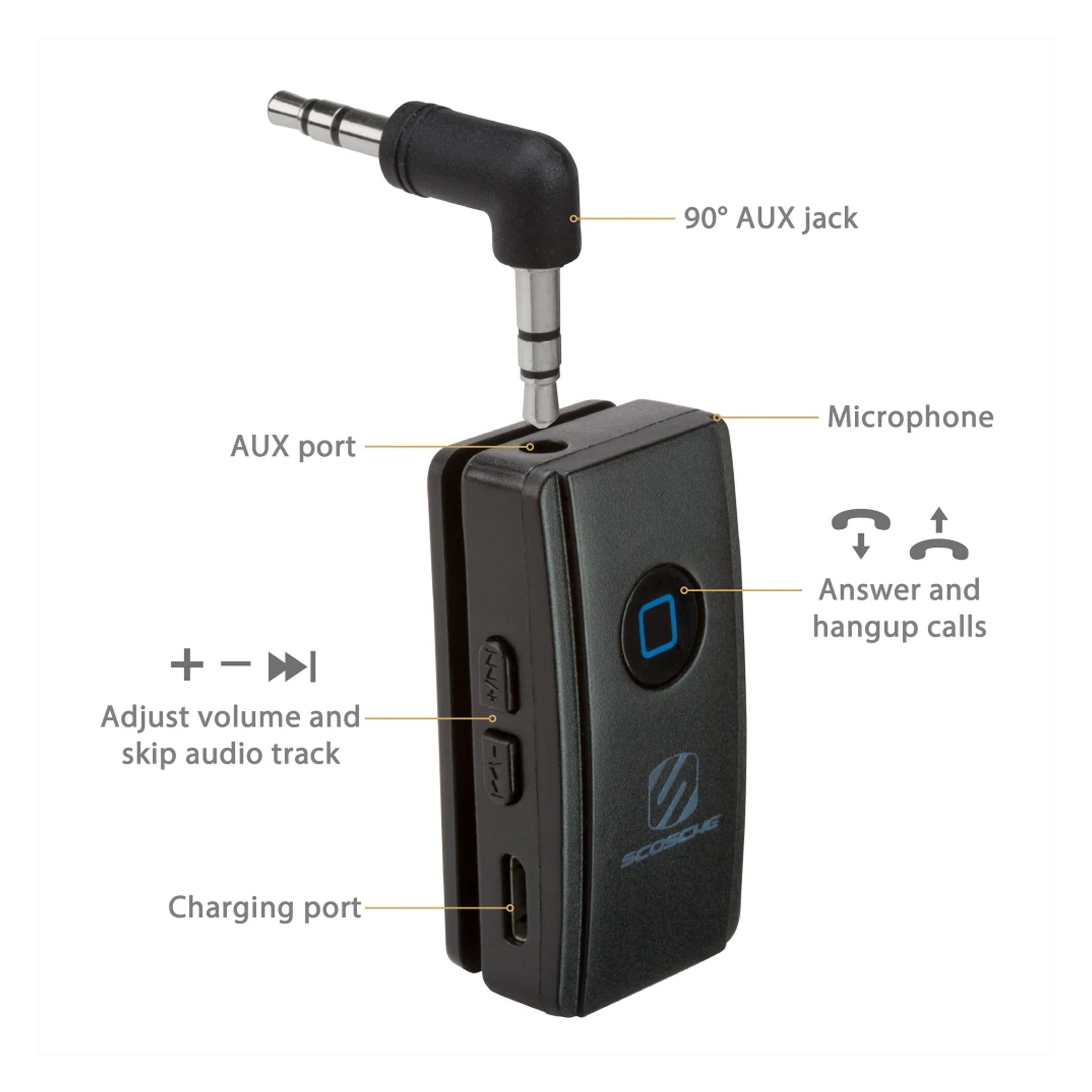 Scosche - Universal Bluetooth Wireless Audio Receiver - Black