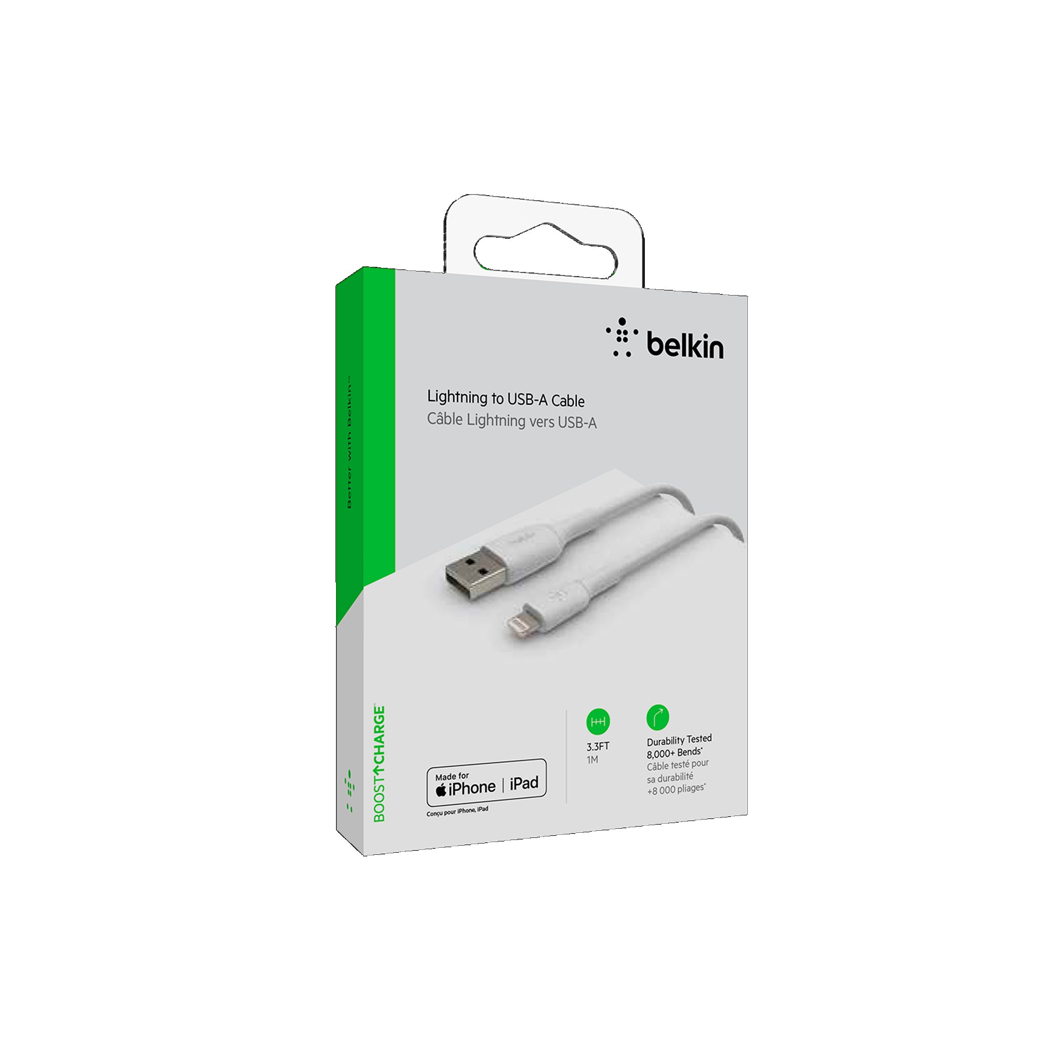 Belkin - Boost Up Charge Usb A To Apple Lightning Cable 3ft - White