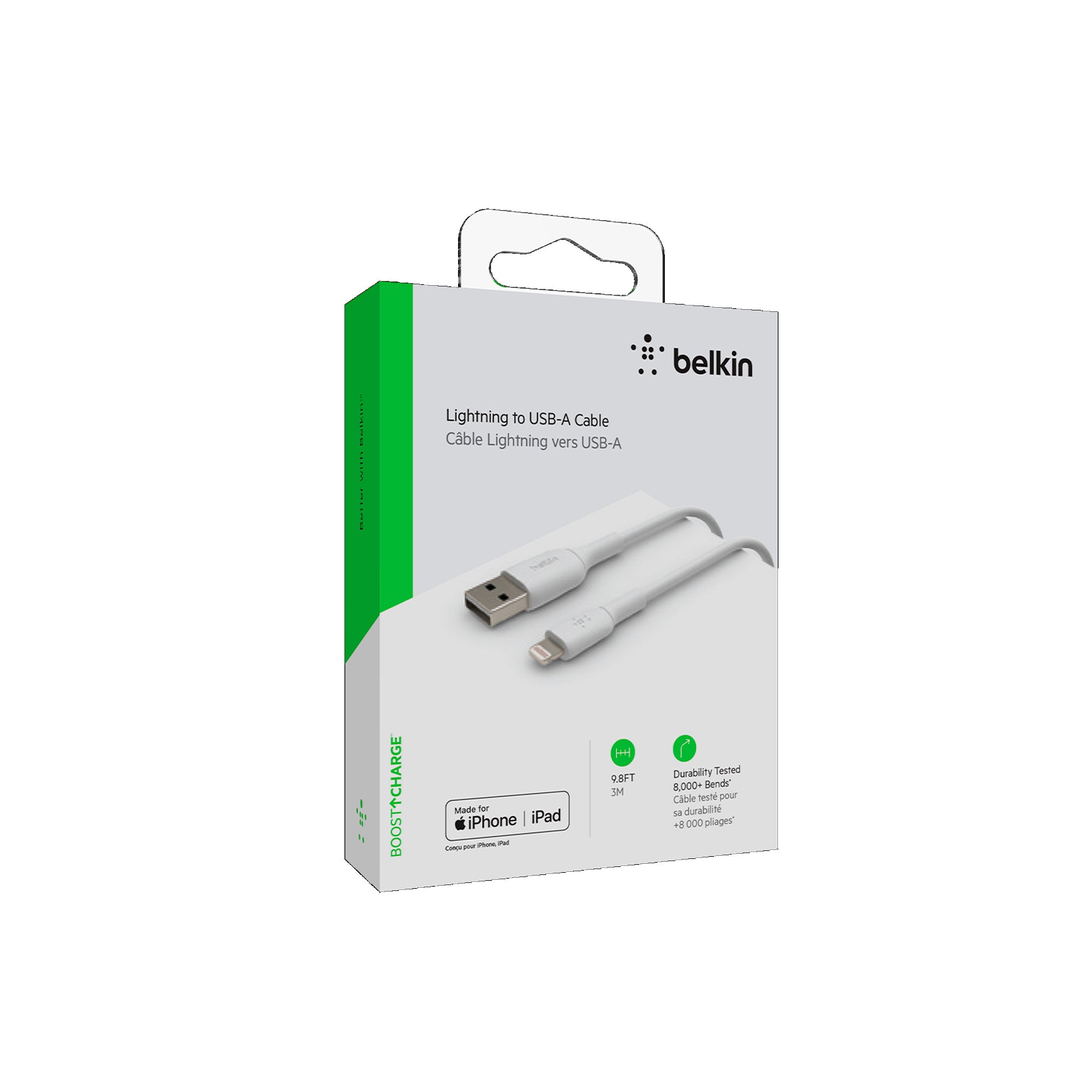 Belkin - Boost Up Charge Usb A To Apple Lightning Cable 10ft - White