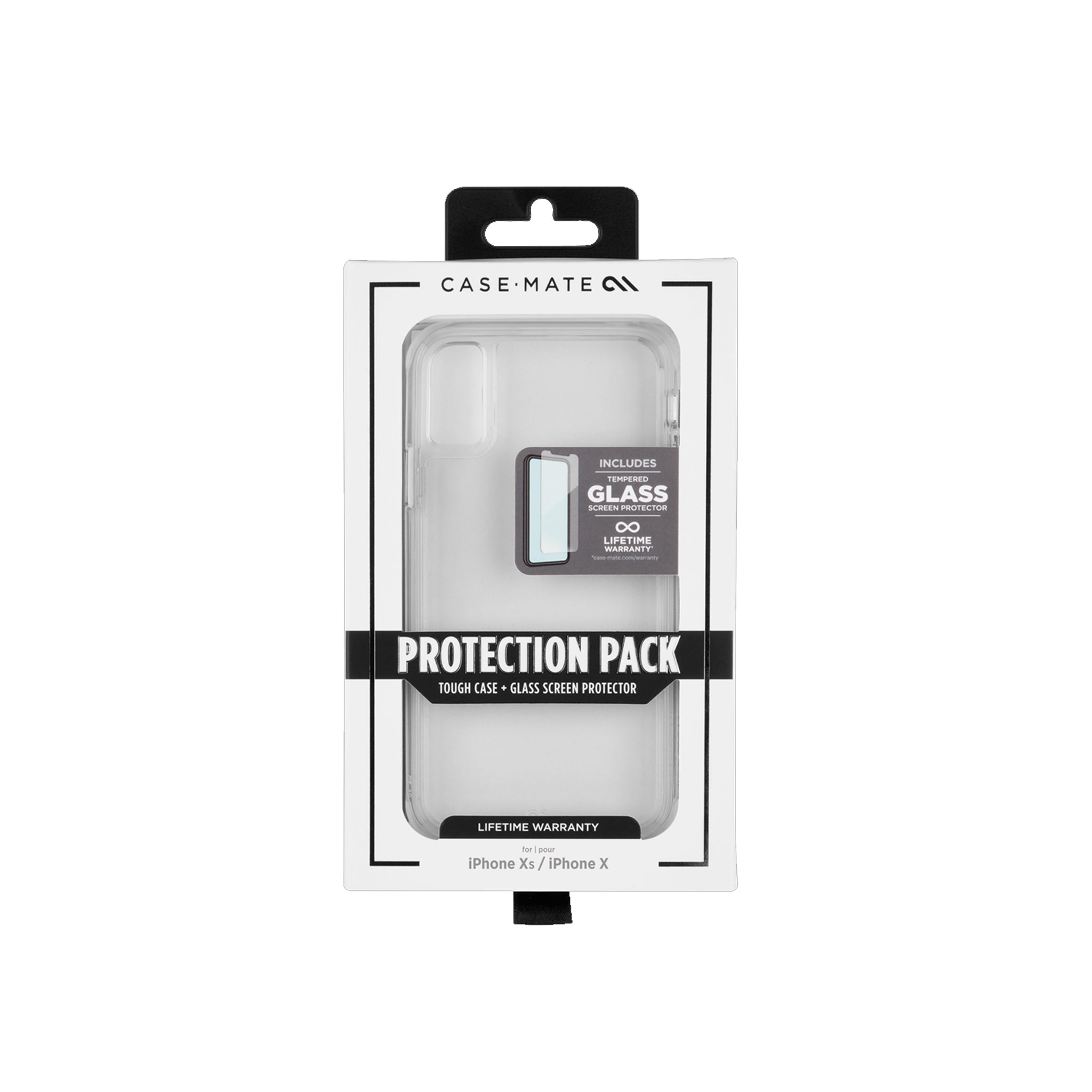 Case-mate - Protection Pack Tough Case And Glass Screen Protector For Apple iPhone Xs / X - Clear