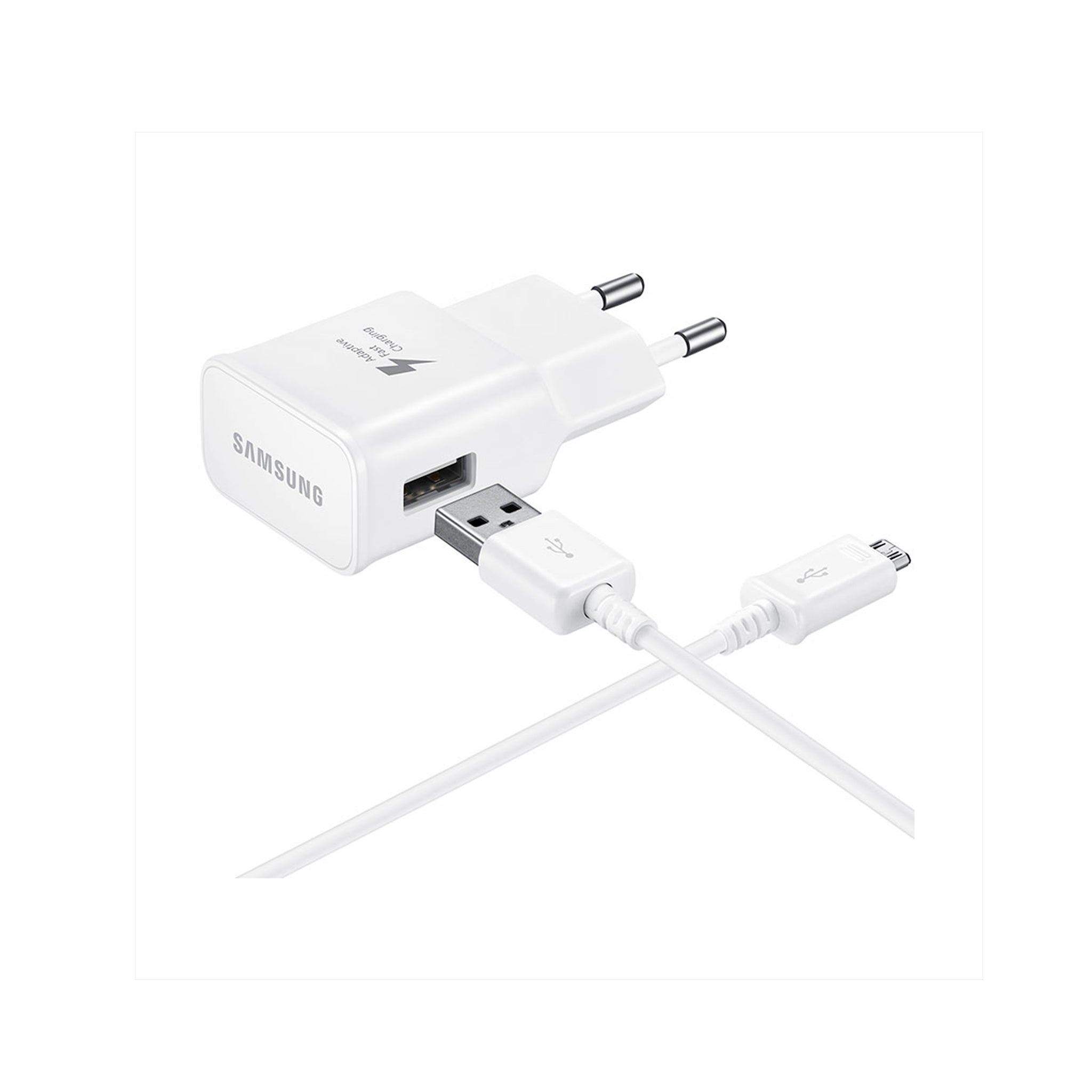 Samsung - Travel charger Fast Charge (10W) 2 Amps Detachable Micro Usb- ROUND PIN - White