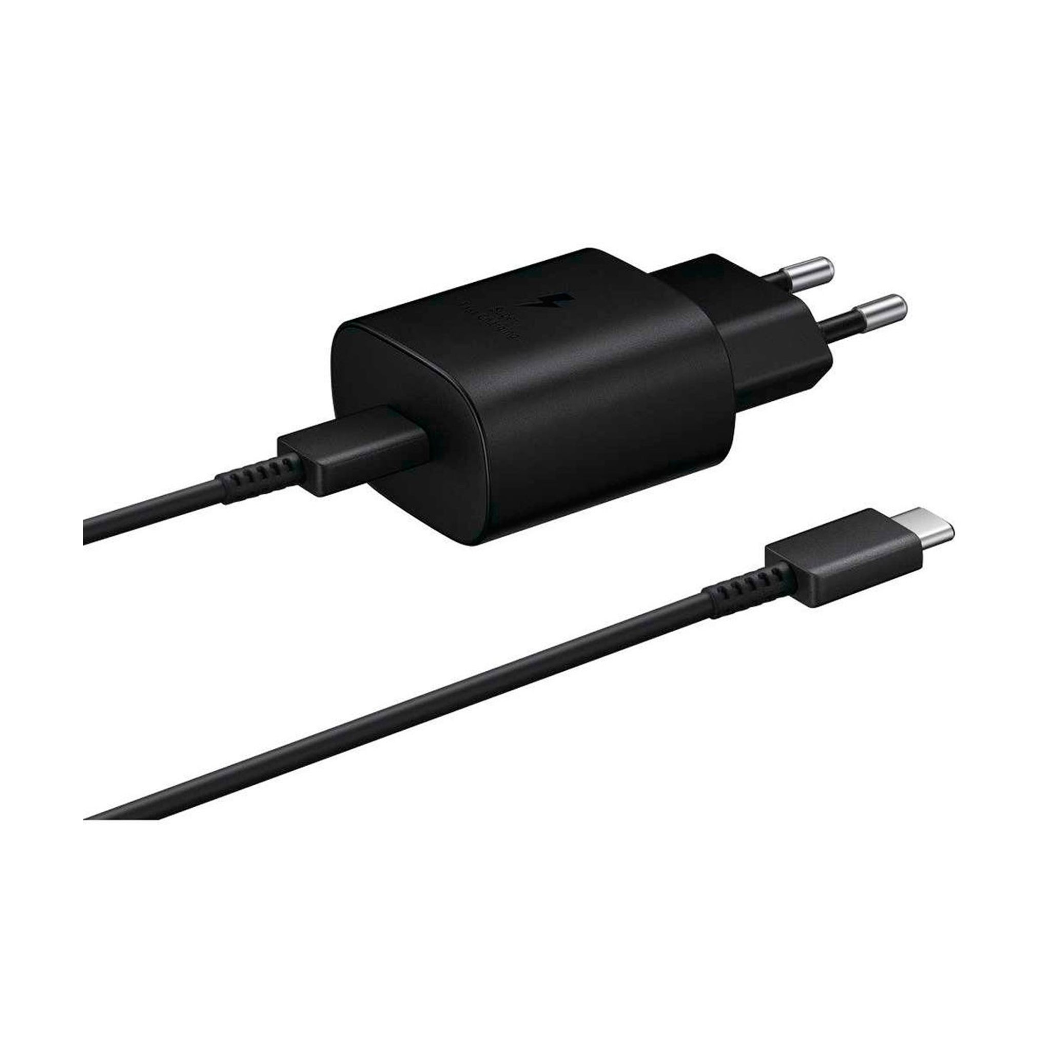 Samsung - Travel Charger 25 Watt Super Fast Charge, 3amp , Type C to Type C Cable Included , ROUND PIN- Black