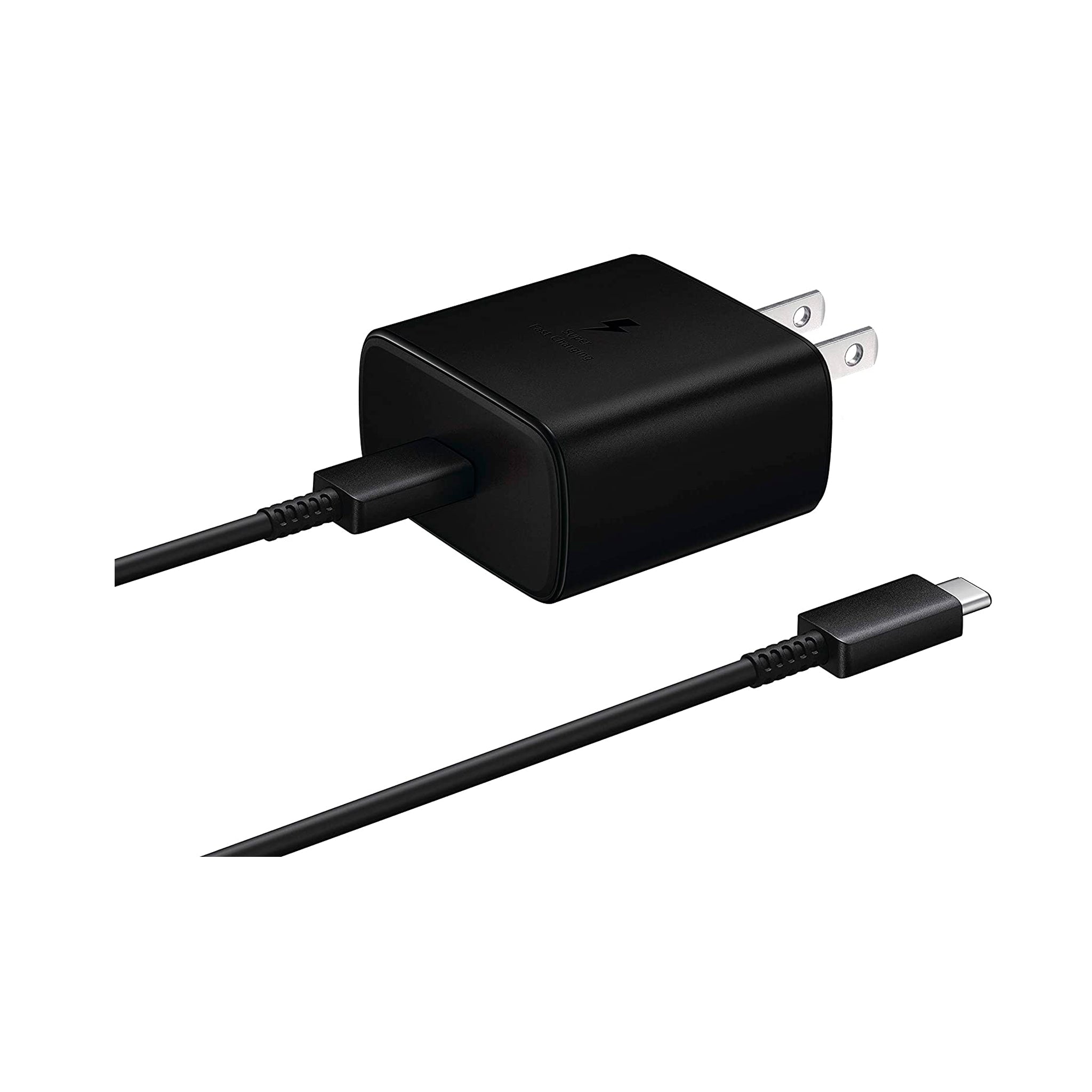 Samsung - Travel Charger with 45 Watt Super Fast Charge, 3amp , Type C to Type C Cable Included - Black