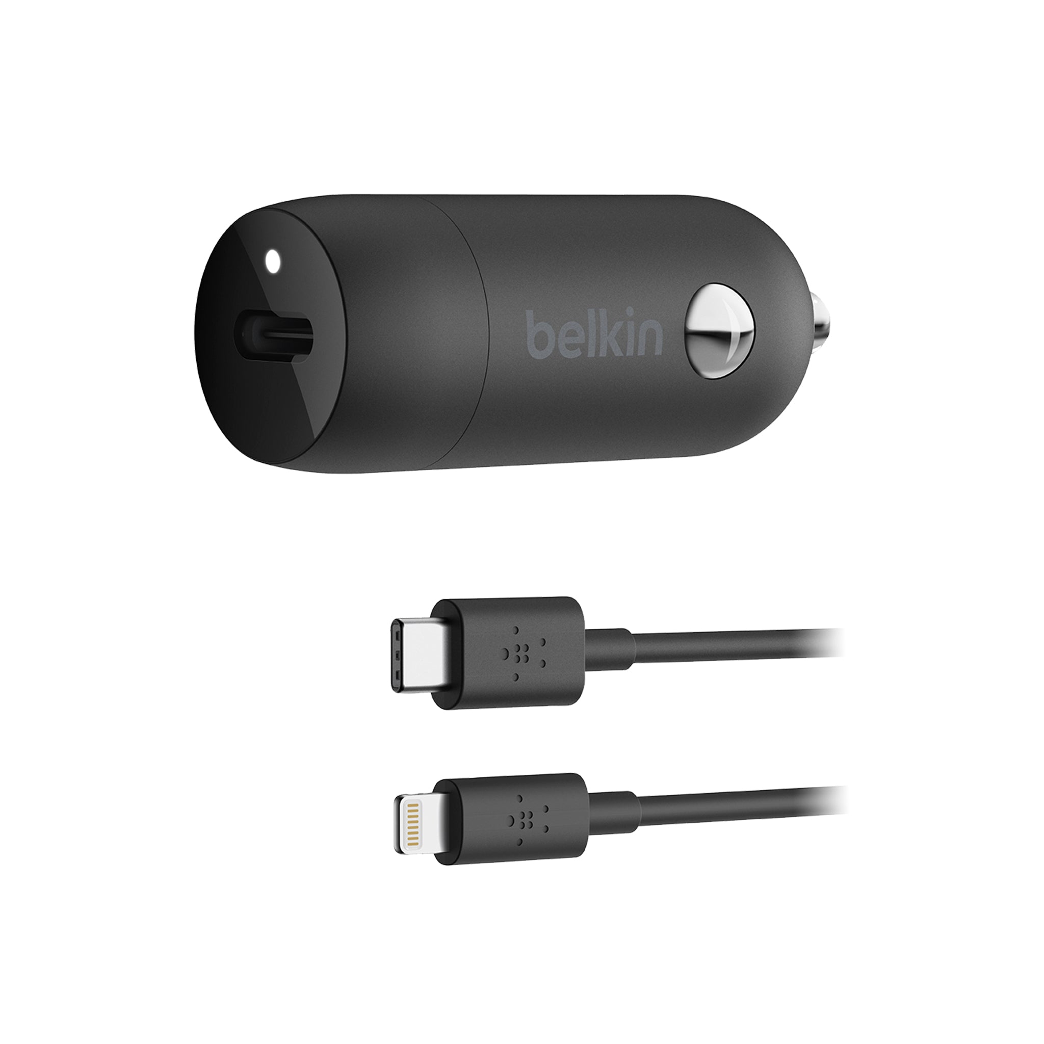 Belkin - Boost Up Usb C Car Charger 18w / 3.6a With Usb C To Apple Lightning Cable 4ft - Black