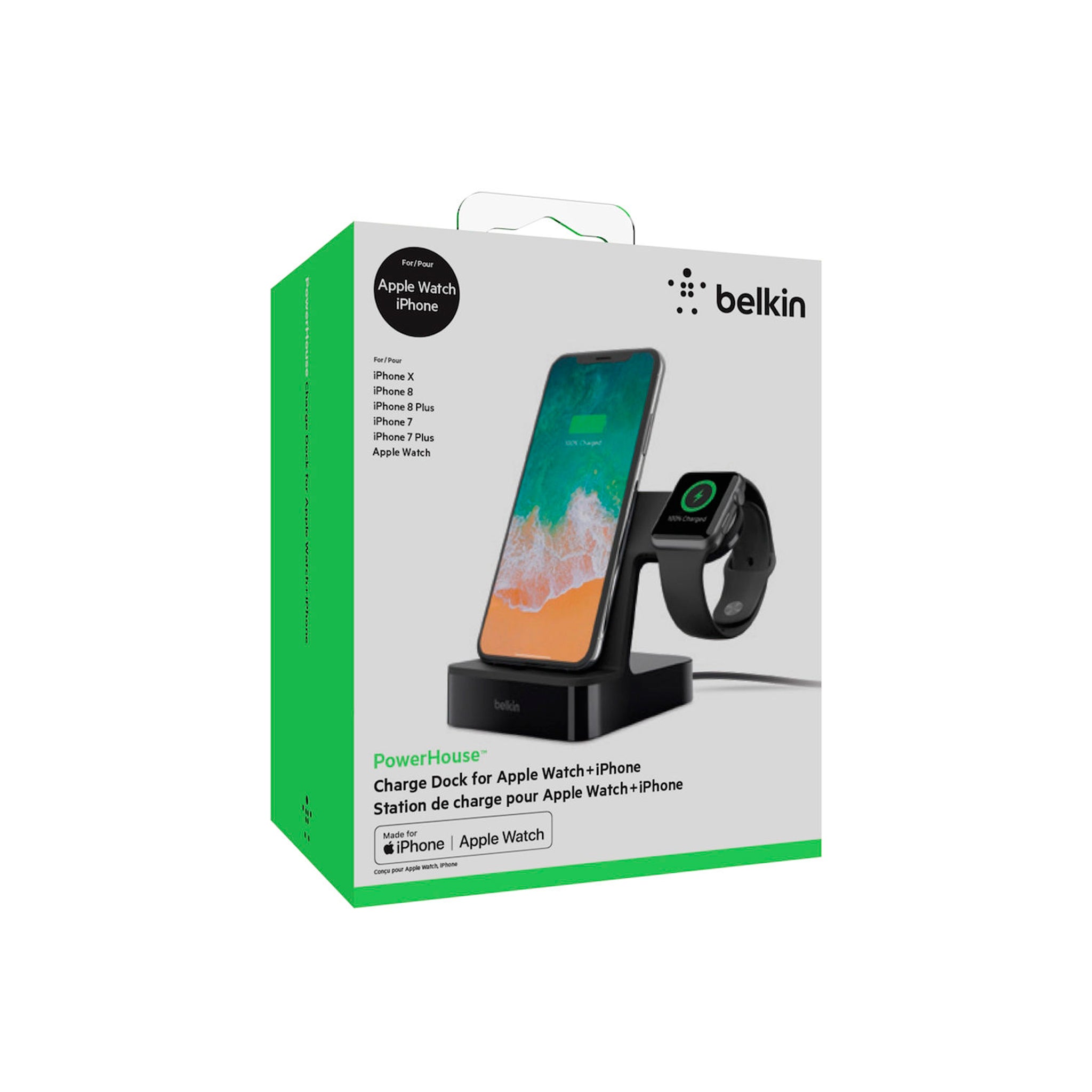 Belkin - Powerhouse Charging Dock for Apple Watch and iPhone 3.4A - Black