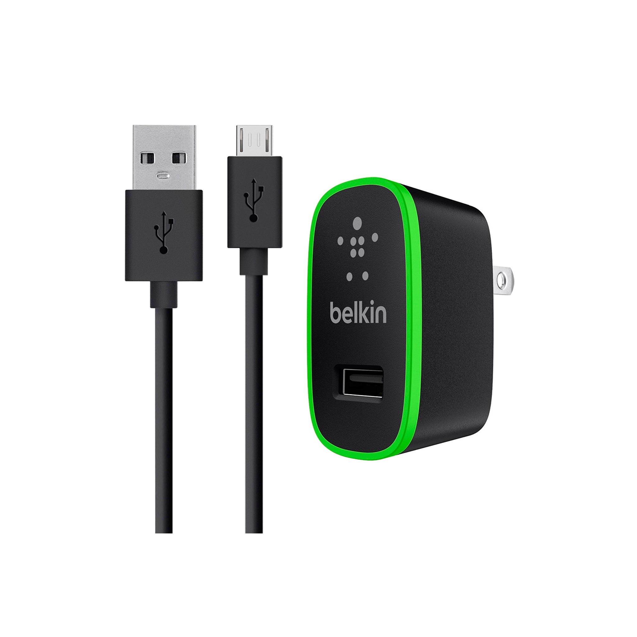 Belkin - Wall Charger 2.4a For Micro Usb Devices - Black And Green