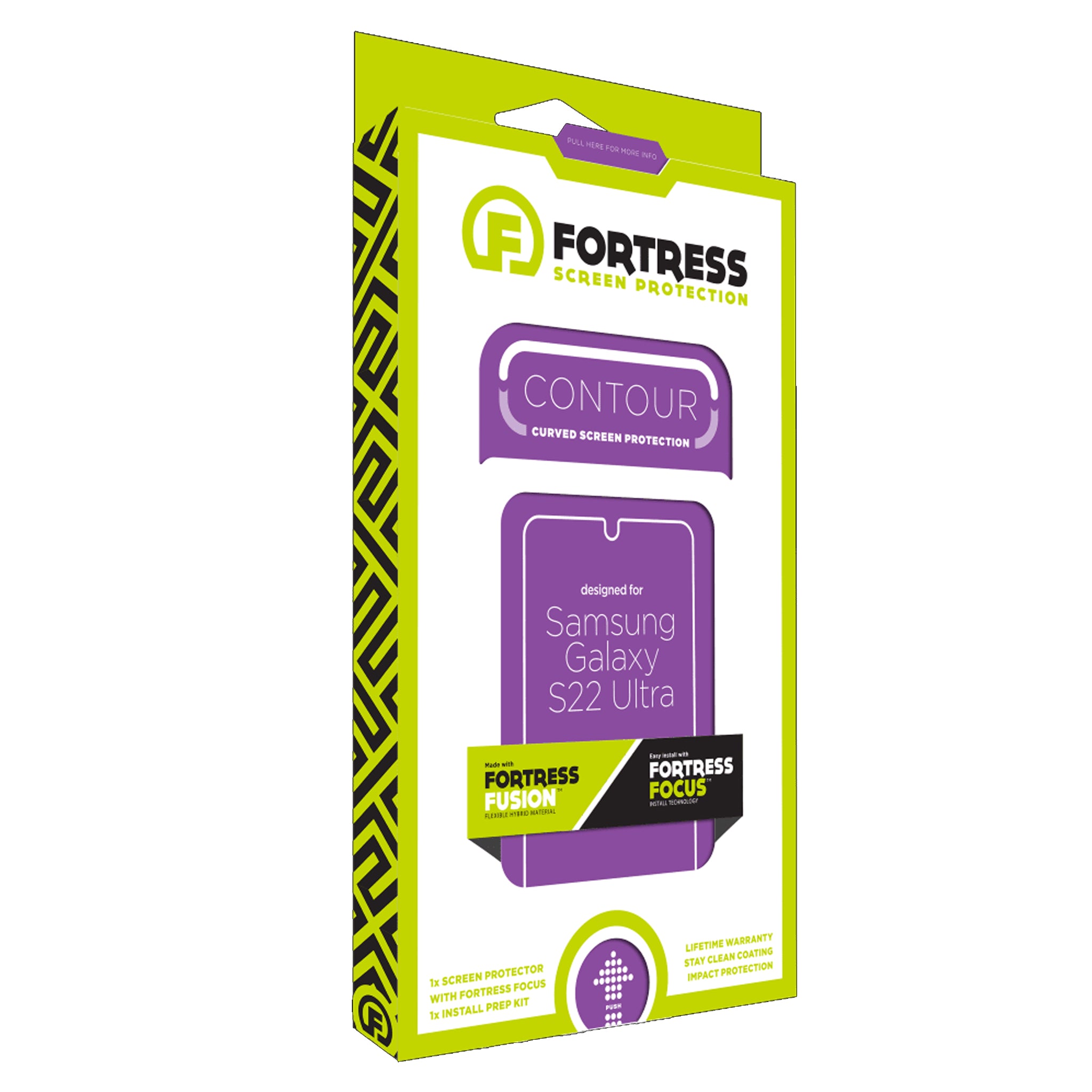Fortress - Contour Fusion Focus Hybrid Screen Protector For Samsung Galaxy S22 Ultra - Clear
