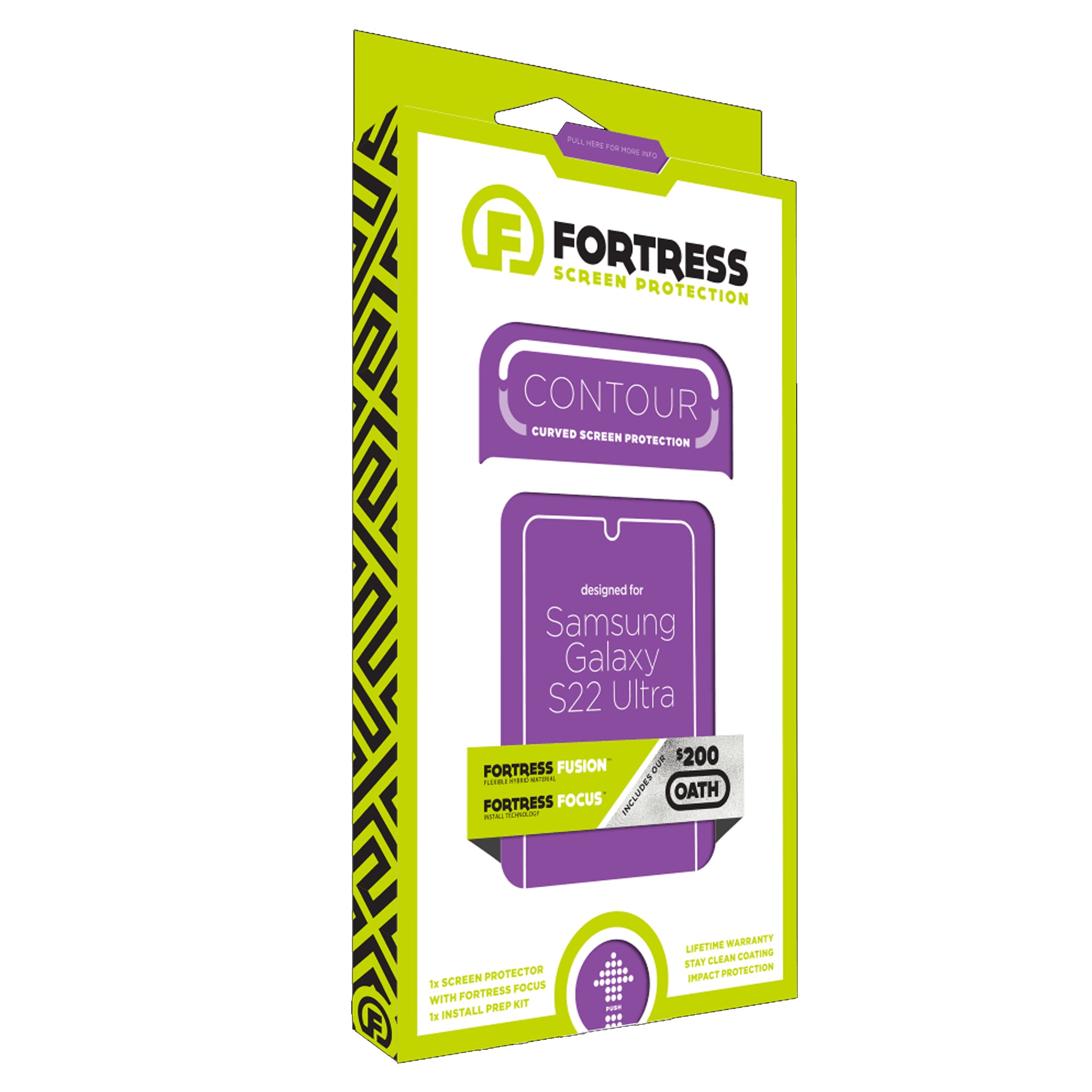 Fortress - Contour Fusion Focus $200 Oath Hybrid Screen Protector For Samsung Galaxy S22 Ultra - Clear