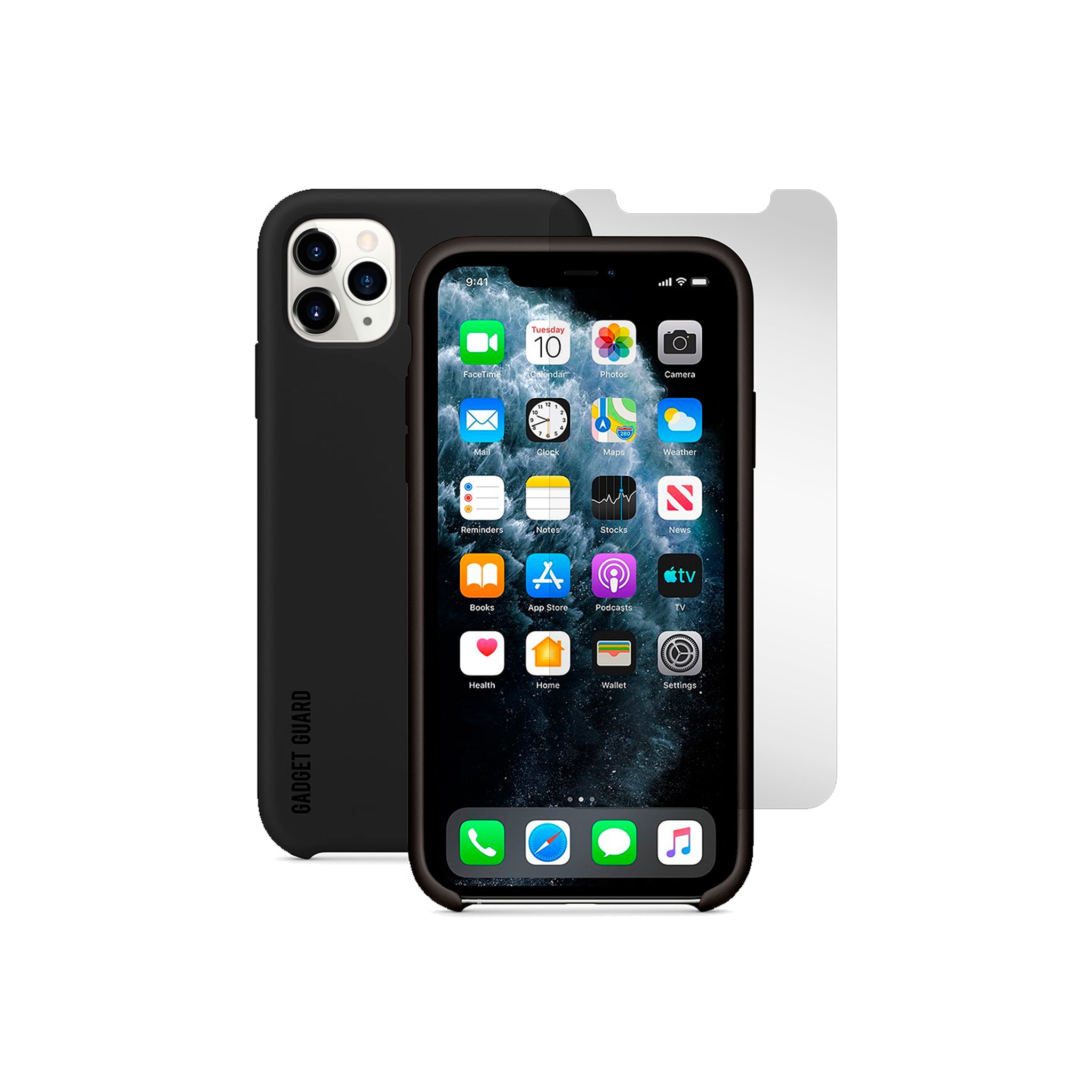 Gadget Guard - Essentials Bundle Case Plus Glass Screen Protector For Apple Iphone 11 Pro Max - Black