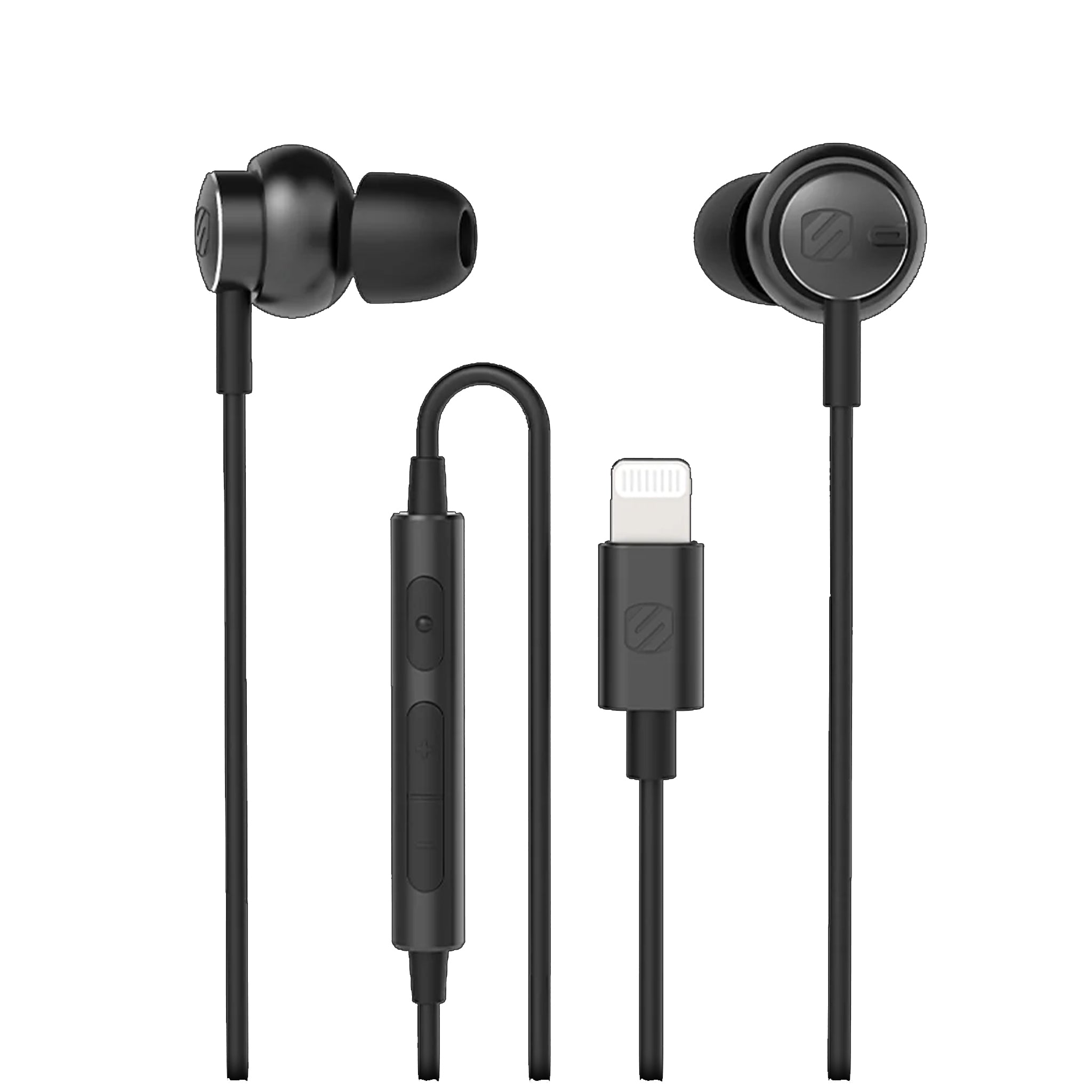 Scosche - Apple Lightning Noise Isolating Wired In Ear Headphones - Black