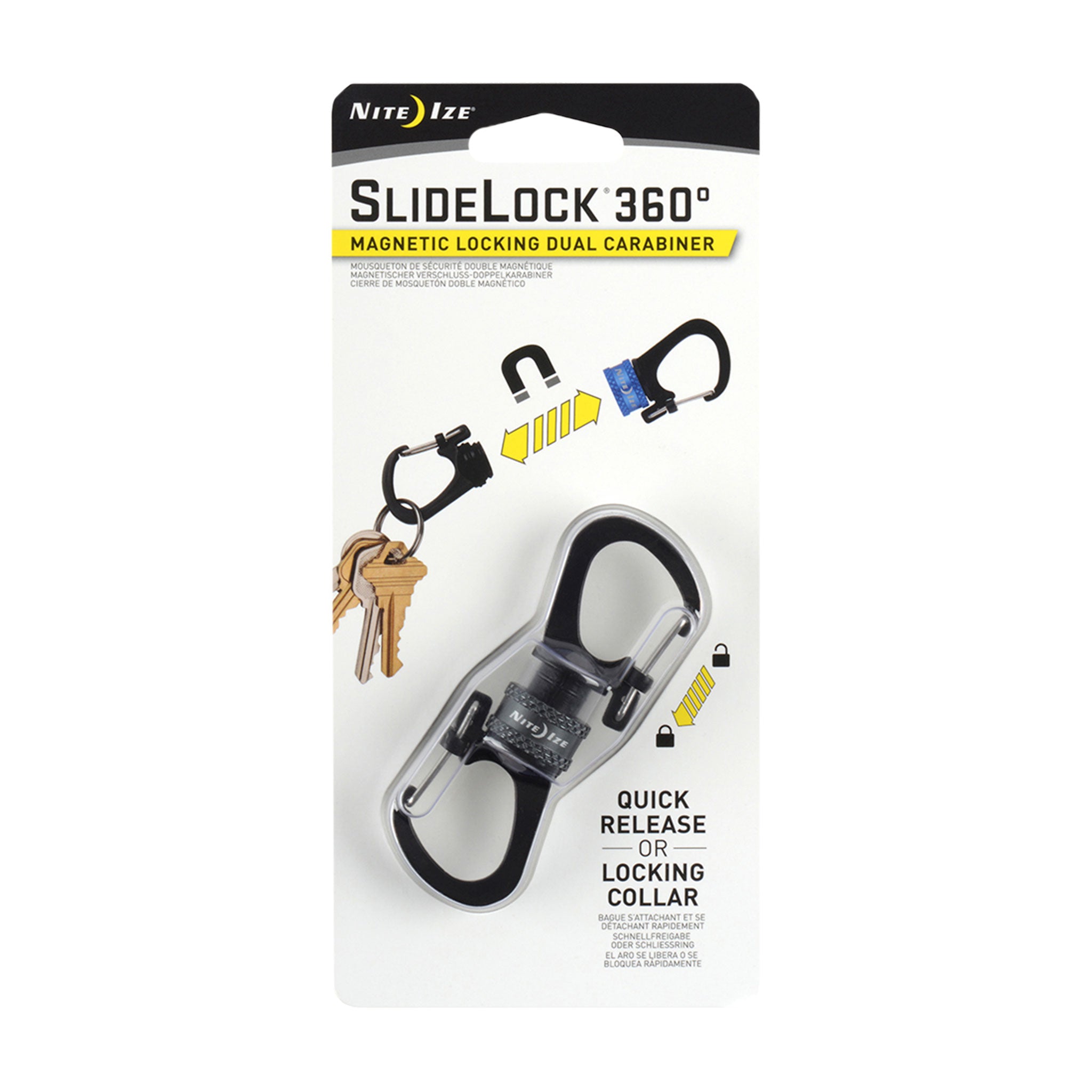 Nite Ize - Slidelock 360 Magnetic Locking Dual Carabiner - Charcoal