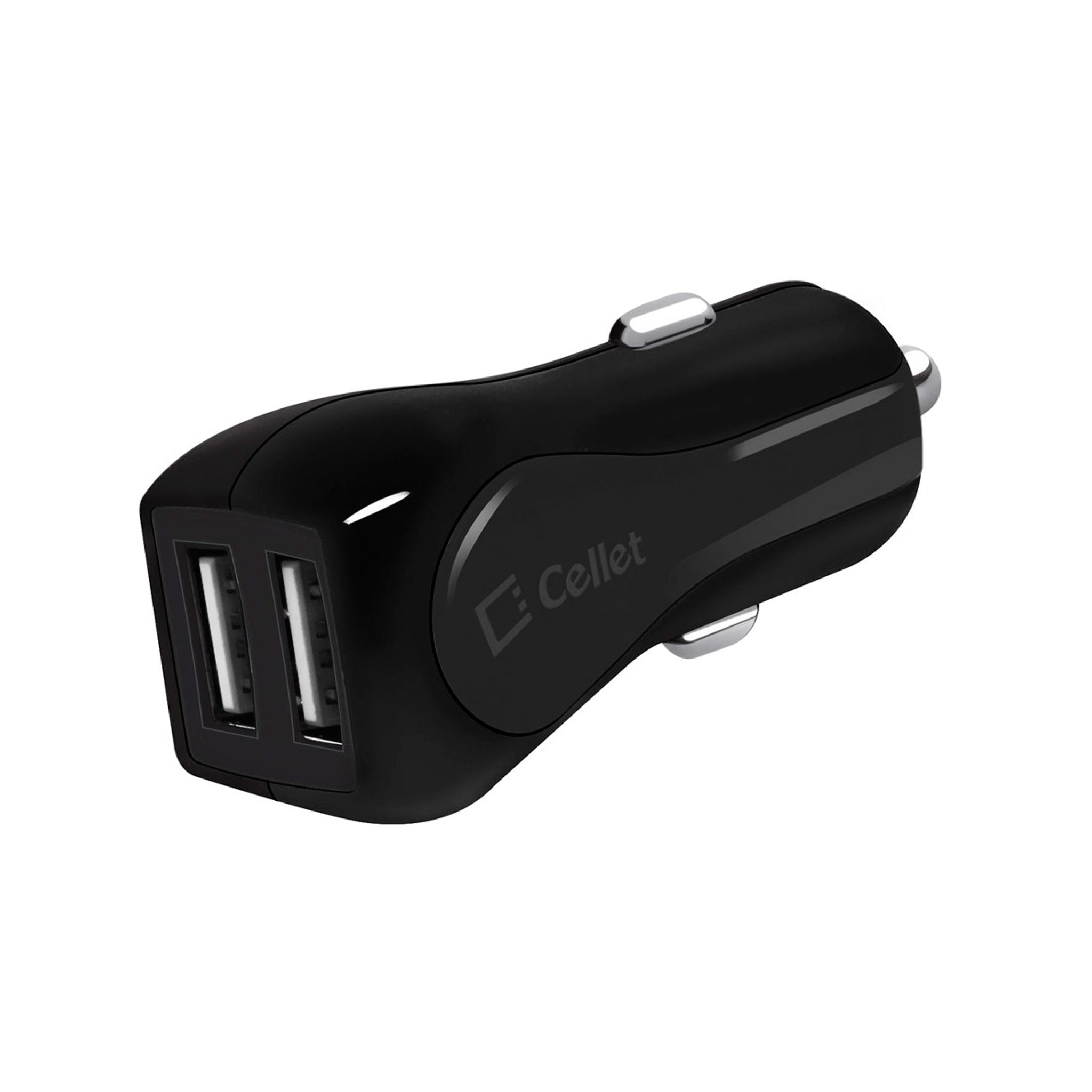 Cellet - Prism Dual Port Car Charger 12w/2.4a Universal - Black