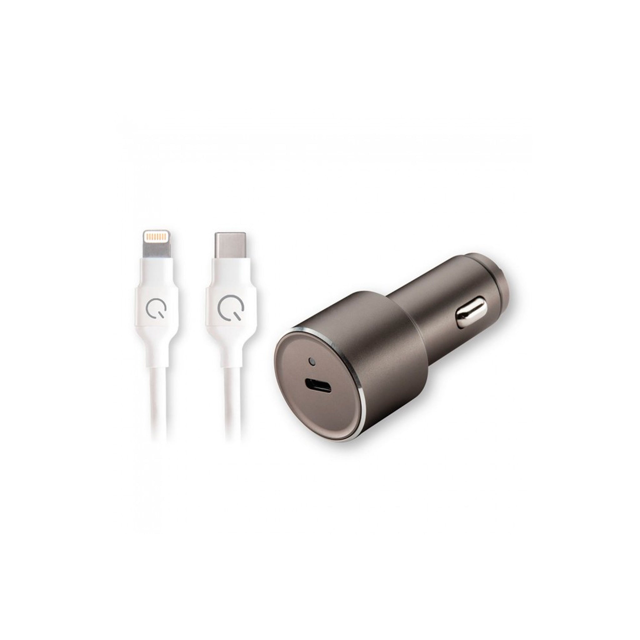 Qmadix - Car Charger Power Delivery For Apple Lightning Devices - White And Gray