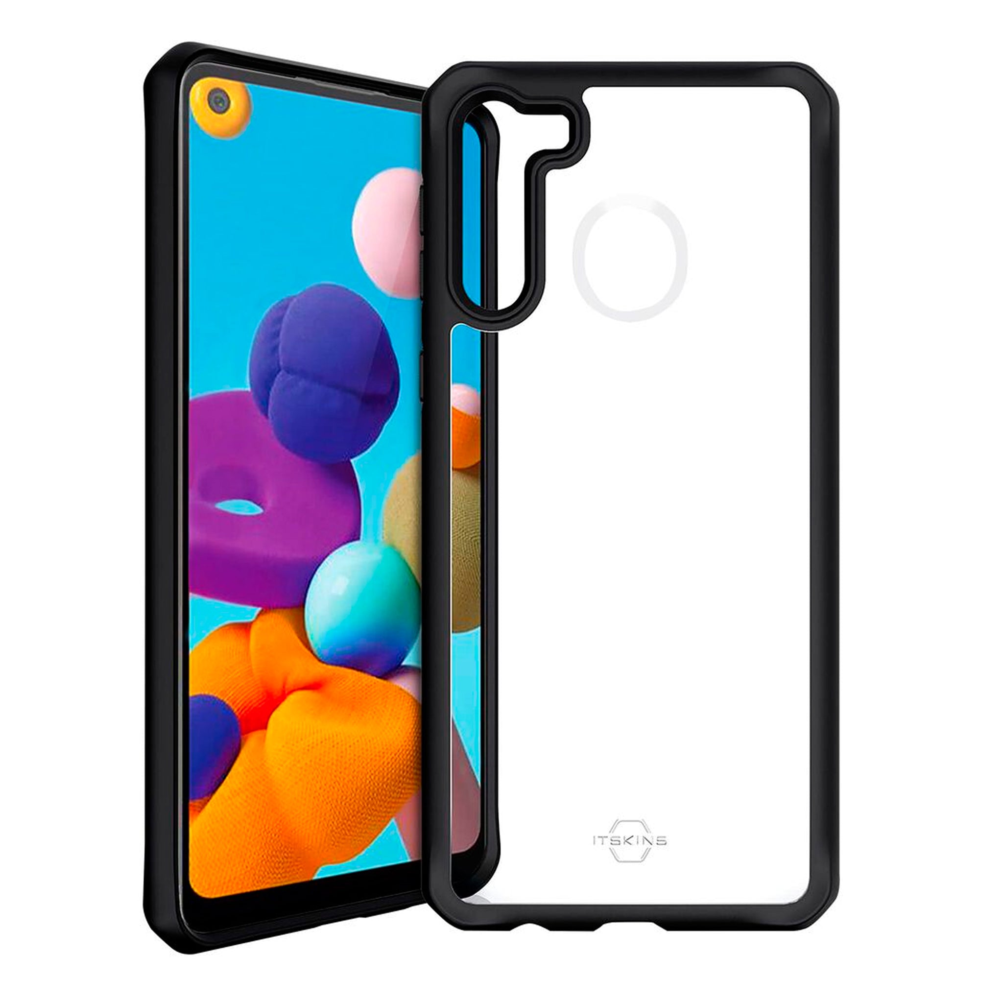 Itskins - Hybrid Solid Case For Samsung Galaxy A21 - Black And Transparent