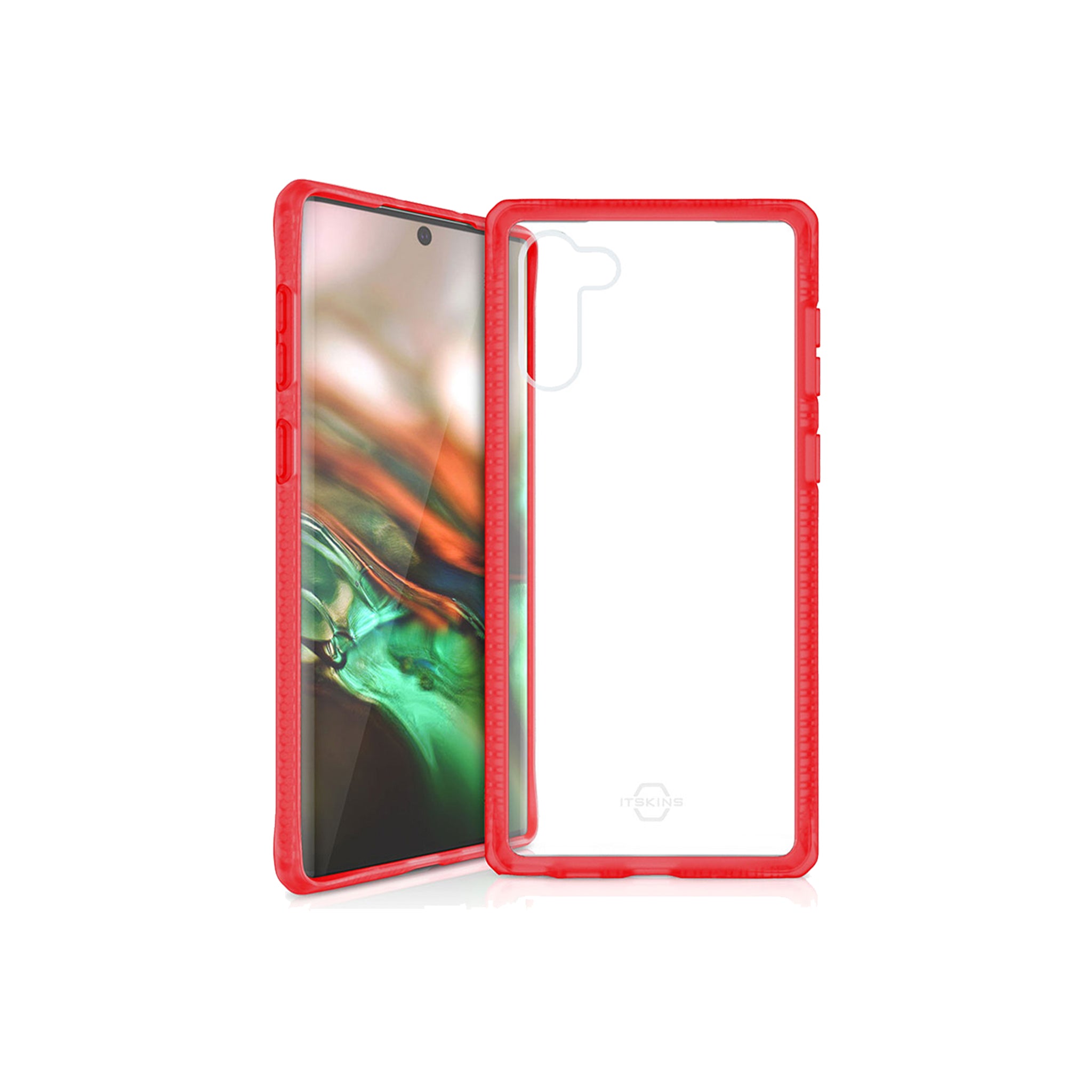 Itskins - Hybrid Frost Mkii Case For Samsung Galaxy Note 10 - Red And Transparent
