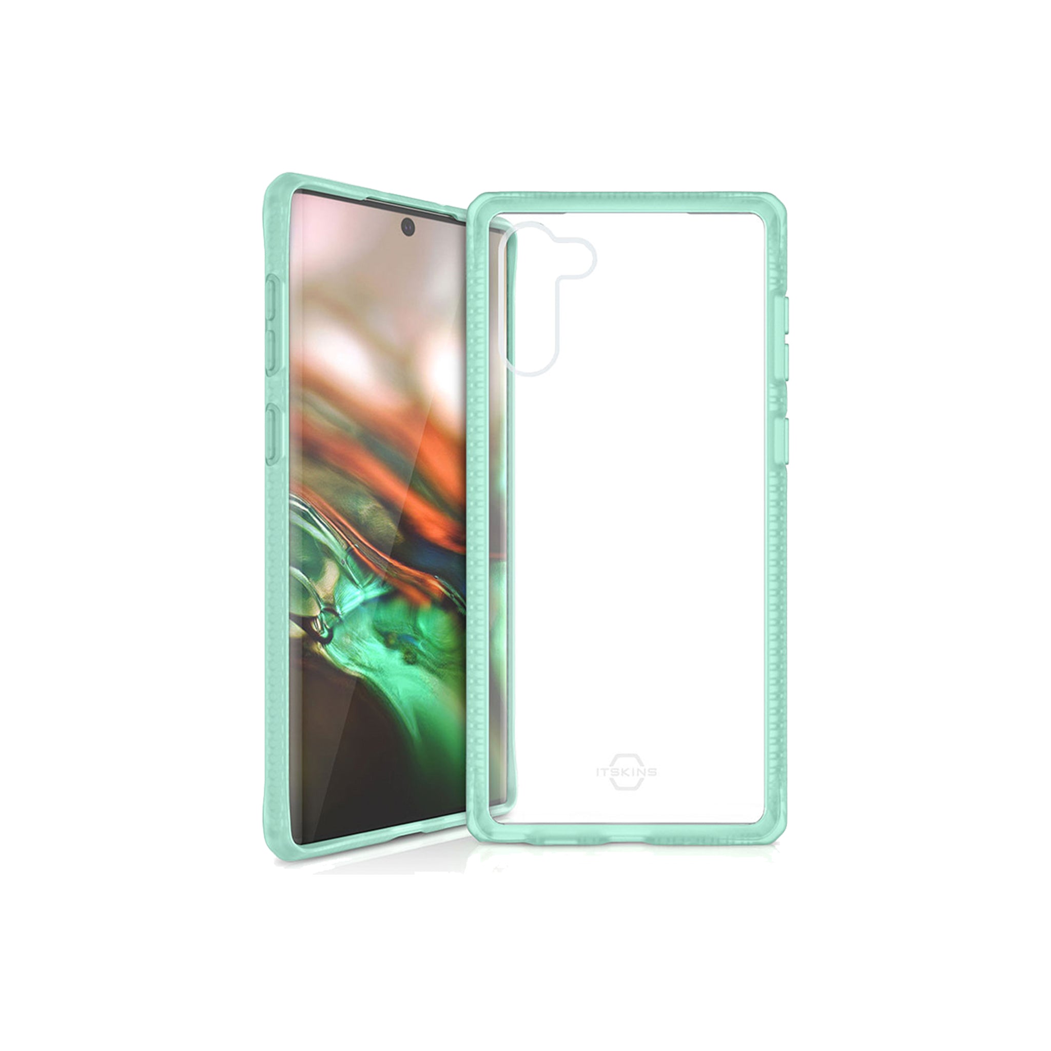 Itskins - Hybrid Frost Mkii Case For Samsung Galaxy Note 10 - Tiffany Green And Transparent