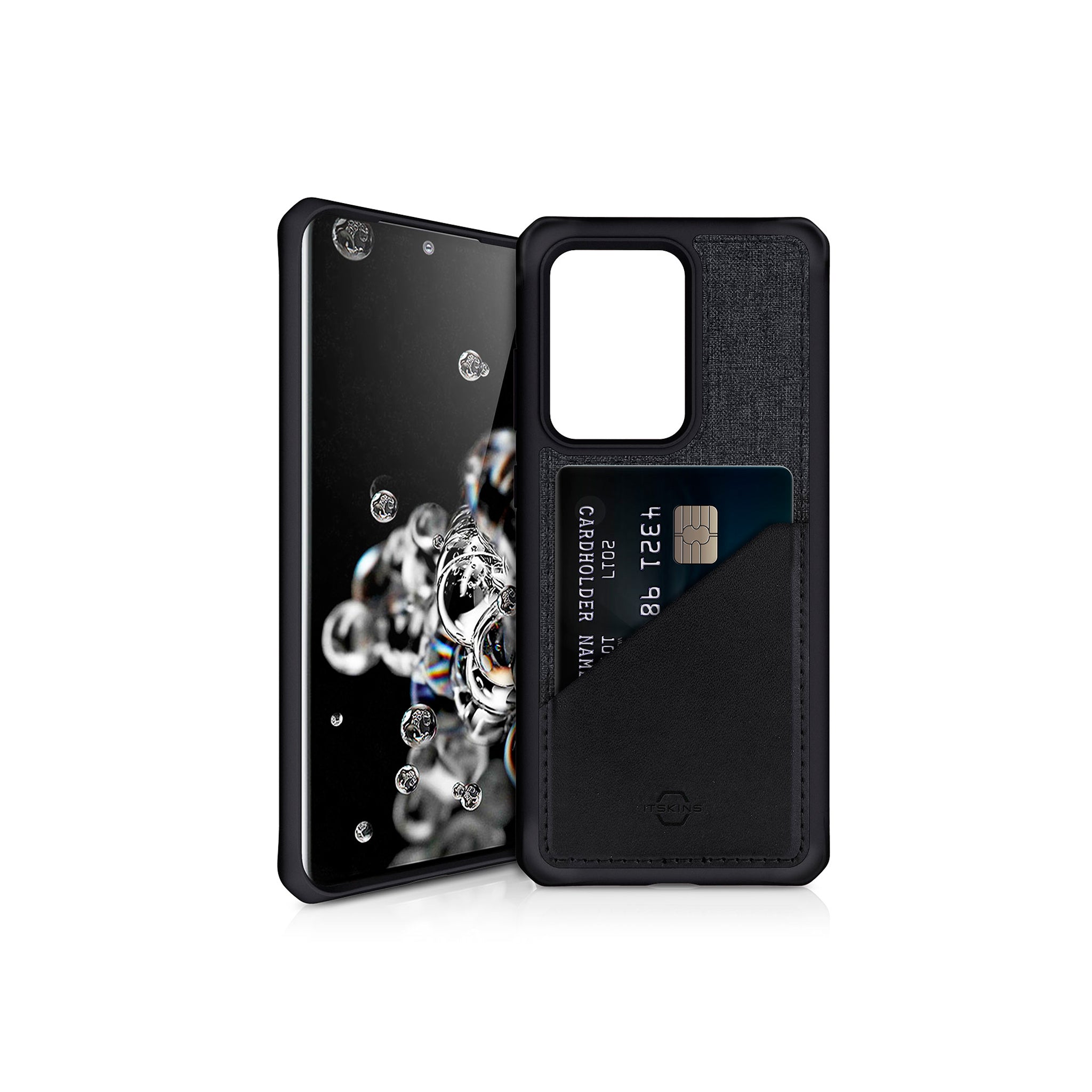 Itskins - Hybrid Fusion Wallet Case For Samsung Galaxy S20 Ultra - Black And Gray