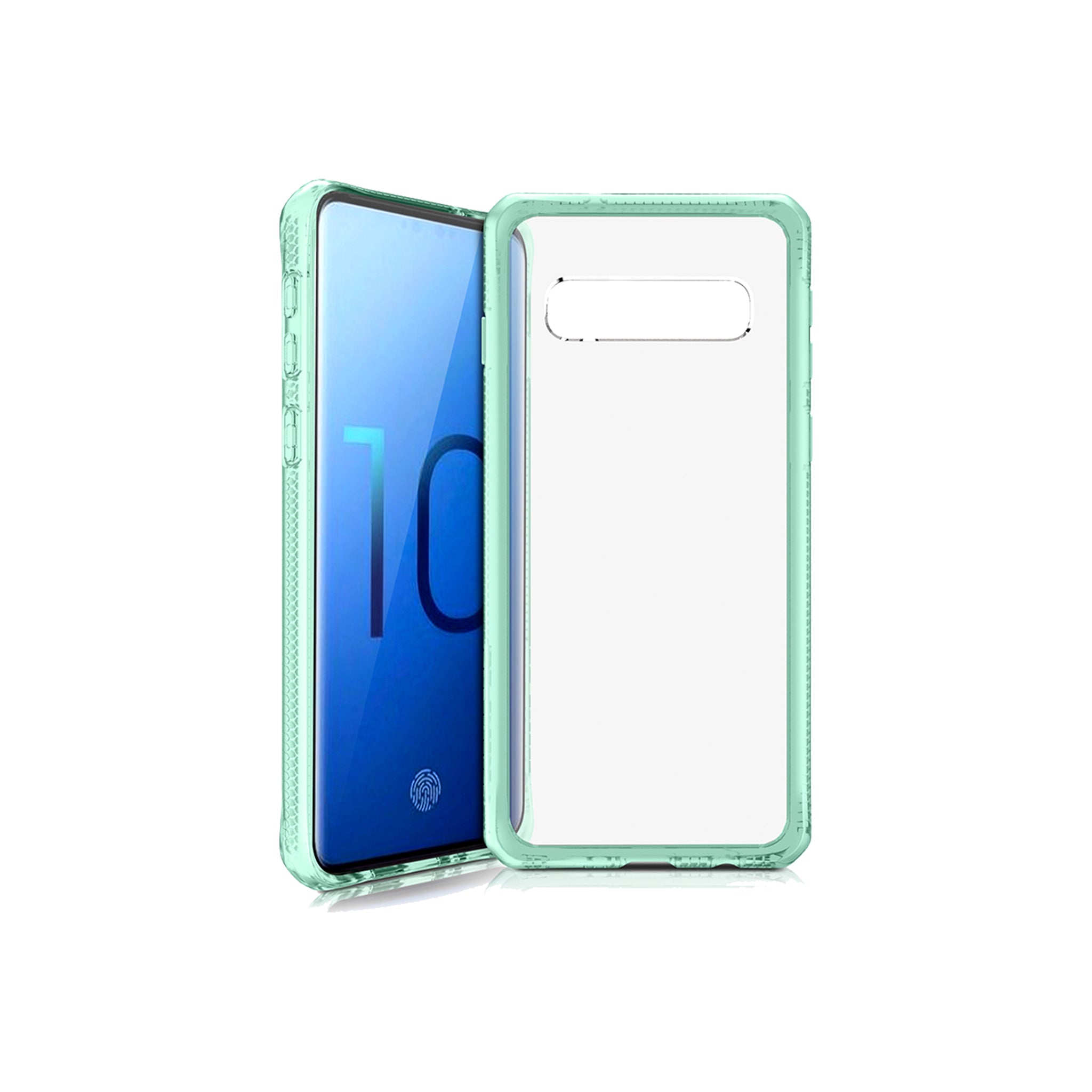 Itskins - Hybrid Frost Mkii Case For Samsung Galaxy S10 - Tiffany Green And Transparent