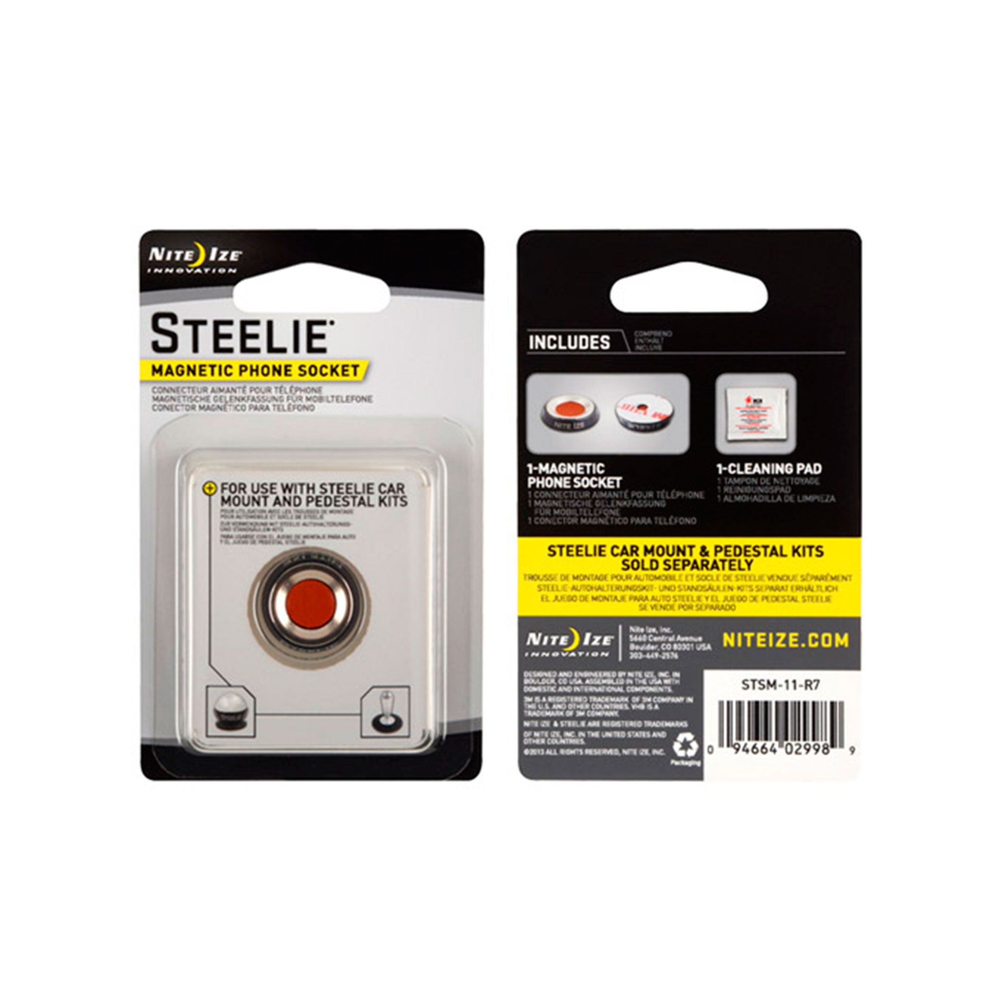 Nite Ize - Steelie Phone Socket Component - Silver And Black