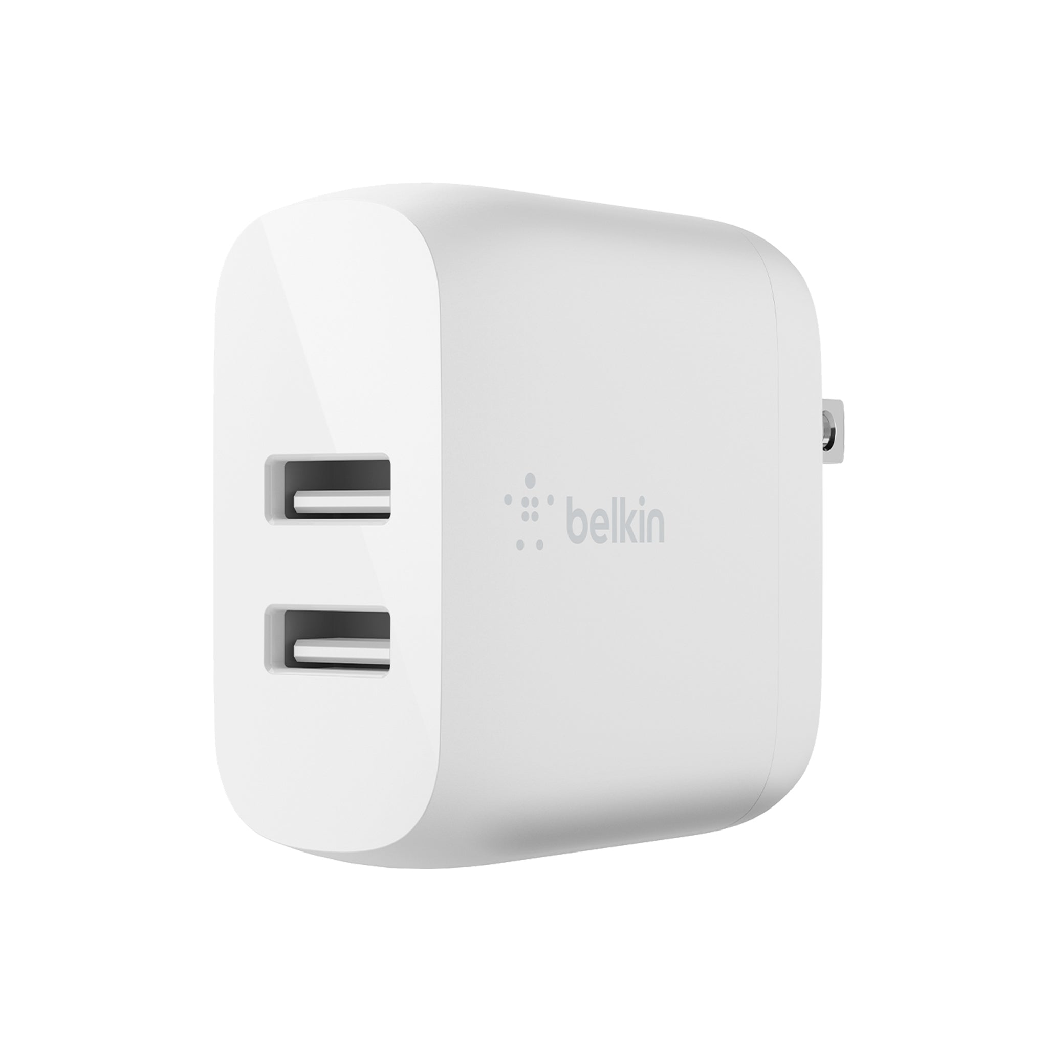 Belkin - Dual Port Usb A 24w Wall Charger With Apple Lightning Cable 3ft - White